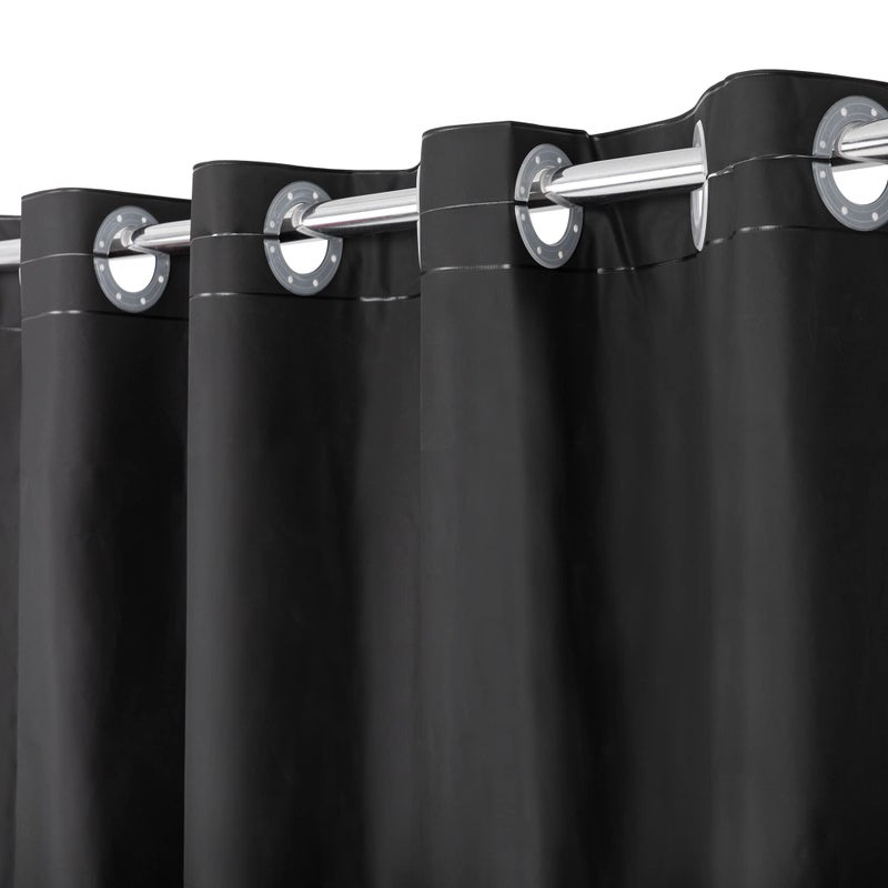 ABLUEN No Hook PEVA Shower Curtain or Liner - 8G Heavy Duty Black Bathroom Shower Curtain No Hooks Required  Waterproof Plastic & PVC Free  Standard Size 71 x 74  Black - Image 1
